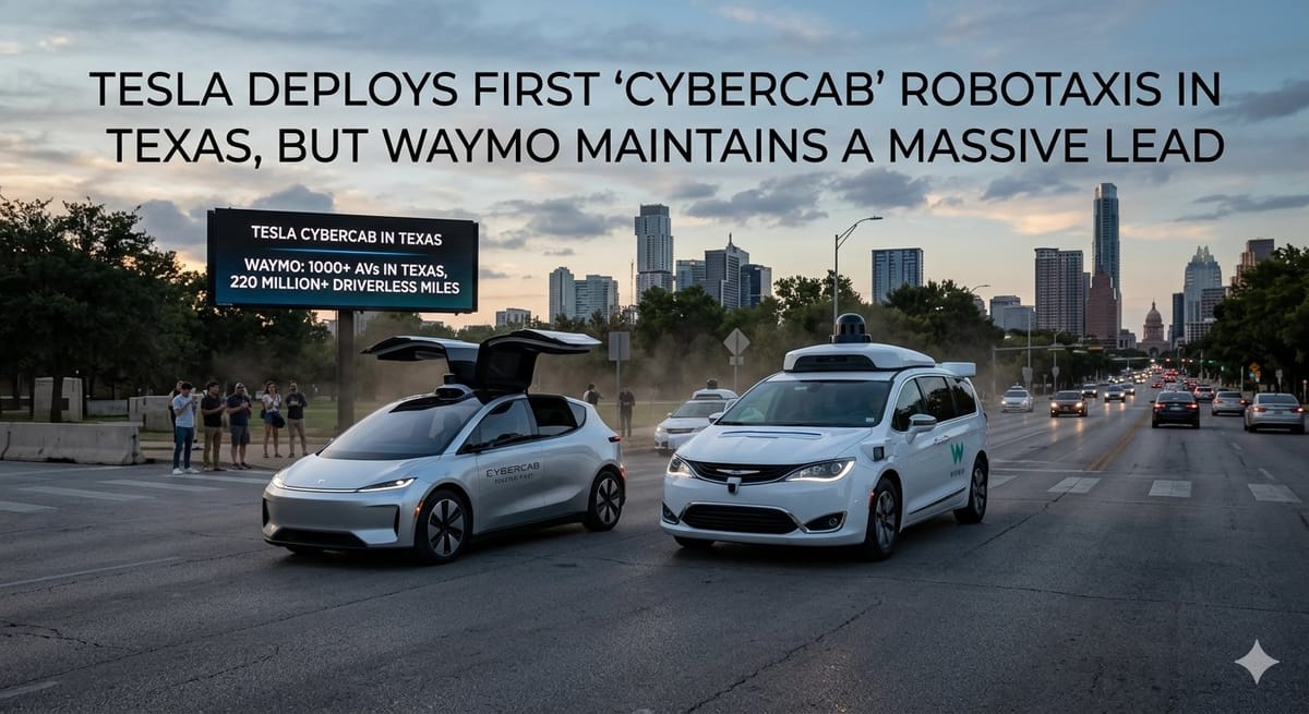 Tesla Deploys First "Cybercab" Robotaxis in Texas, but Waymo Maintains a Massive Lead