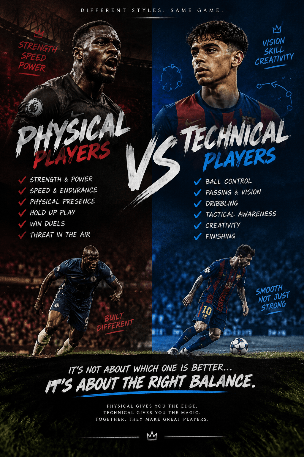 Physical vs Technical Footballers