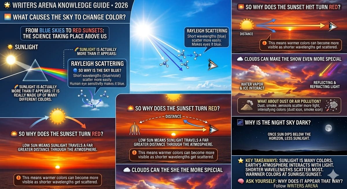 🌅    KNOWLEDGE GUIDE · 2026  WHAT CAUSES THE SKY TO CHANGE COLOR?