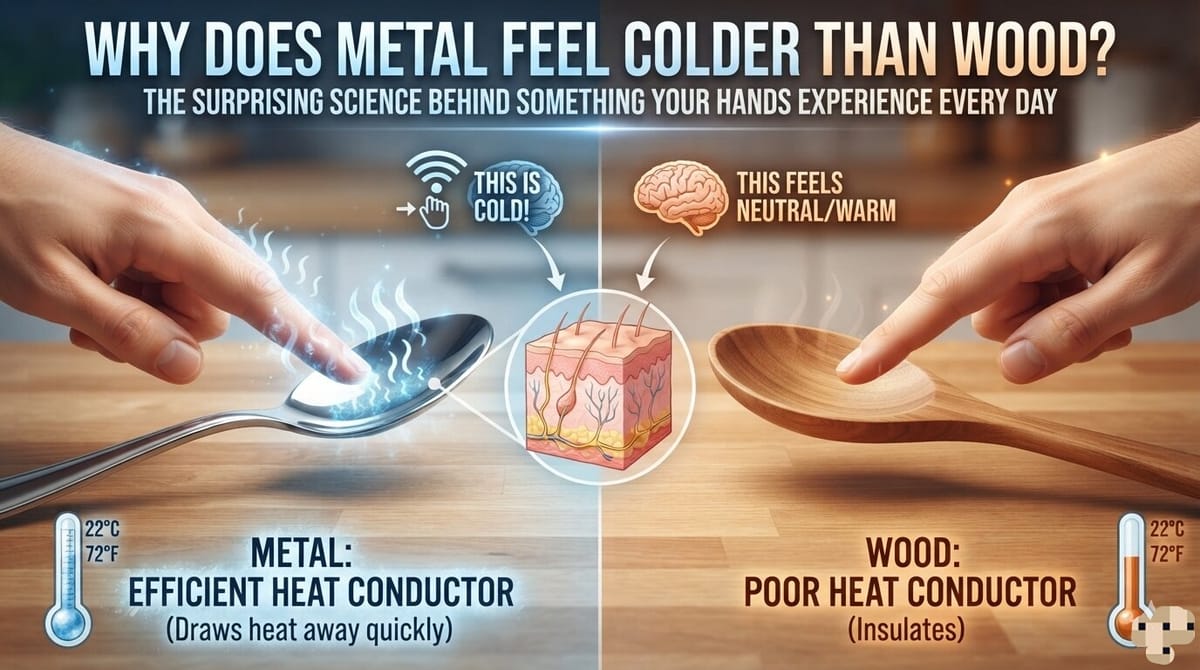 WHY DOES METAL FEEL COLDER THAN WOOD?