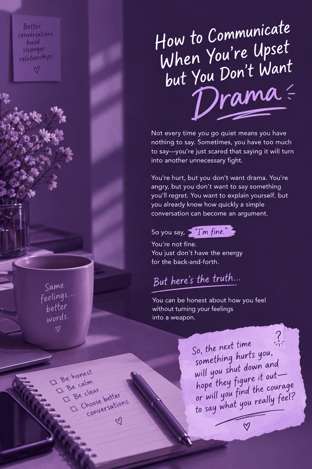 How to communicate when you are upset but you don't want drama