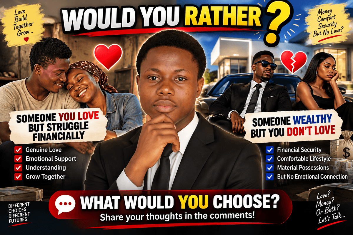 Would You Rather Marry Someone You Love but Struggle Financially, or Someone Wealthy but You Don't Love?