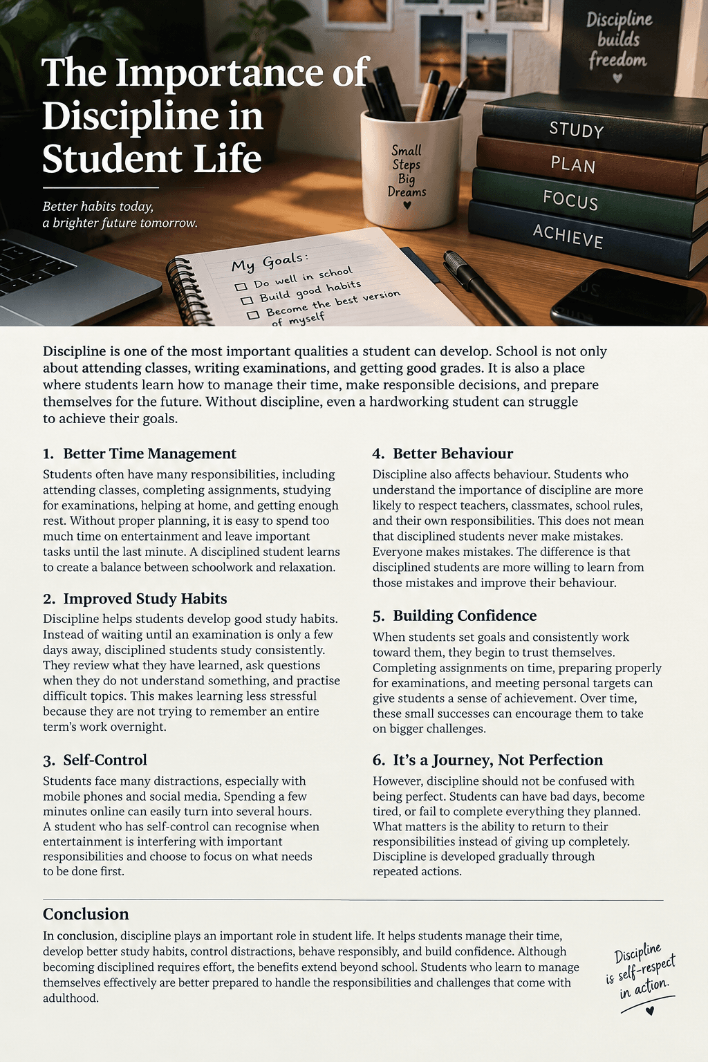 The importance of discipline in a student's life
