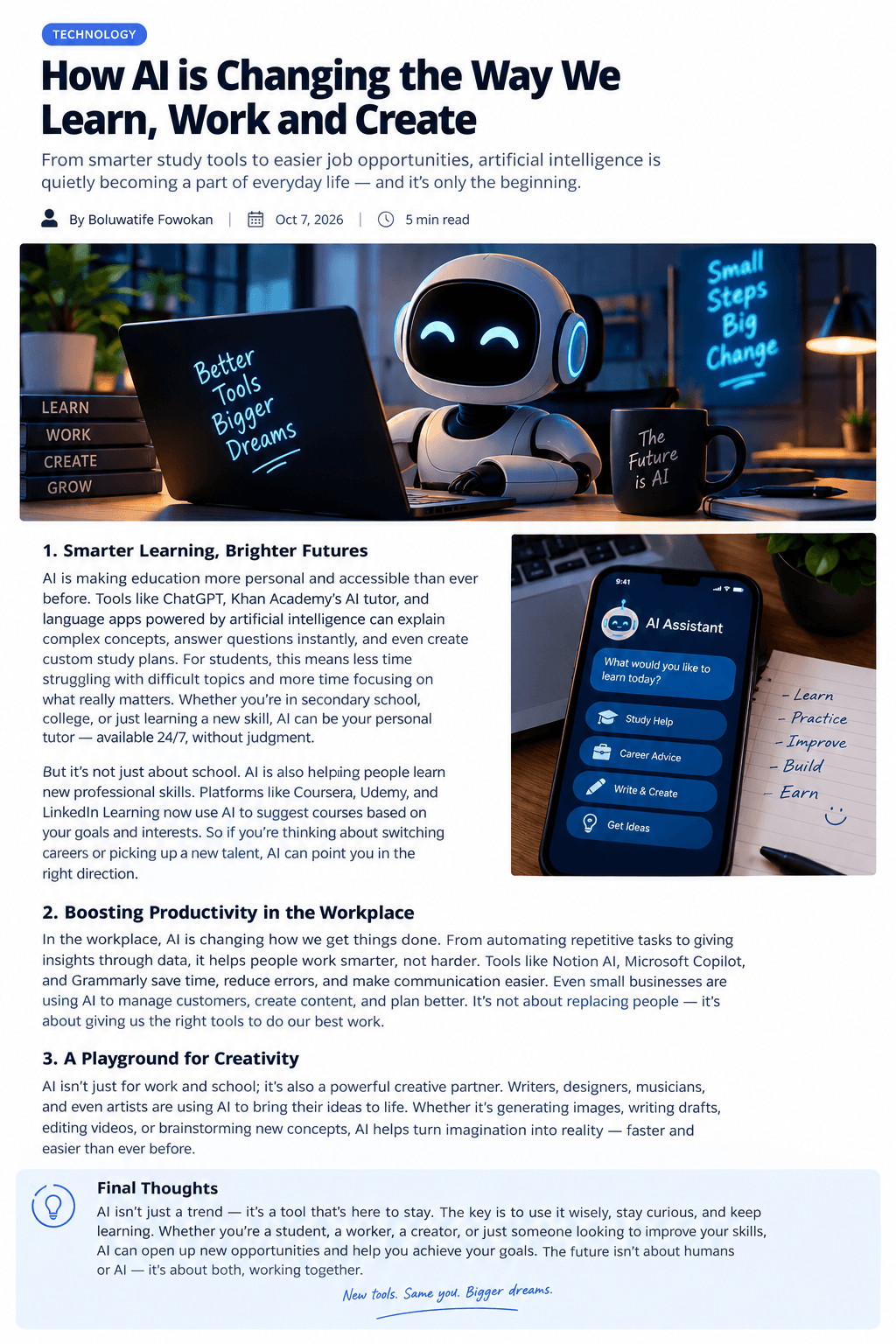 How AI Is Changing the Way We Learn, Work and Create