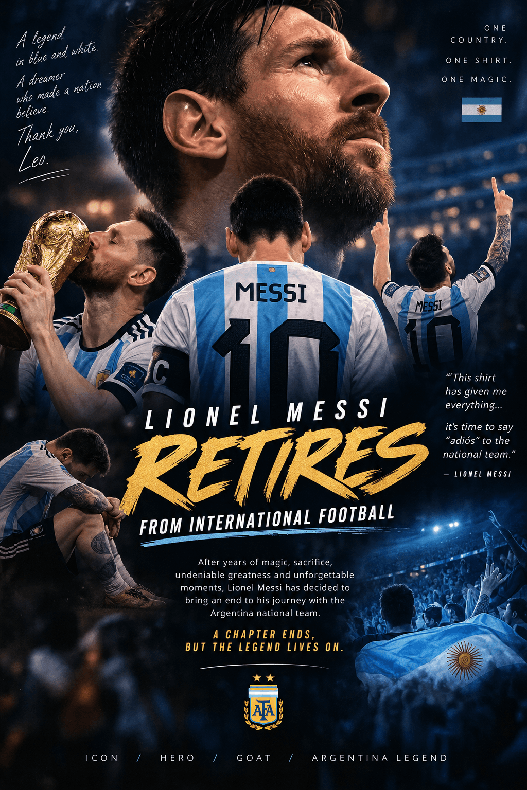 Messi crosses the international finish line