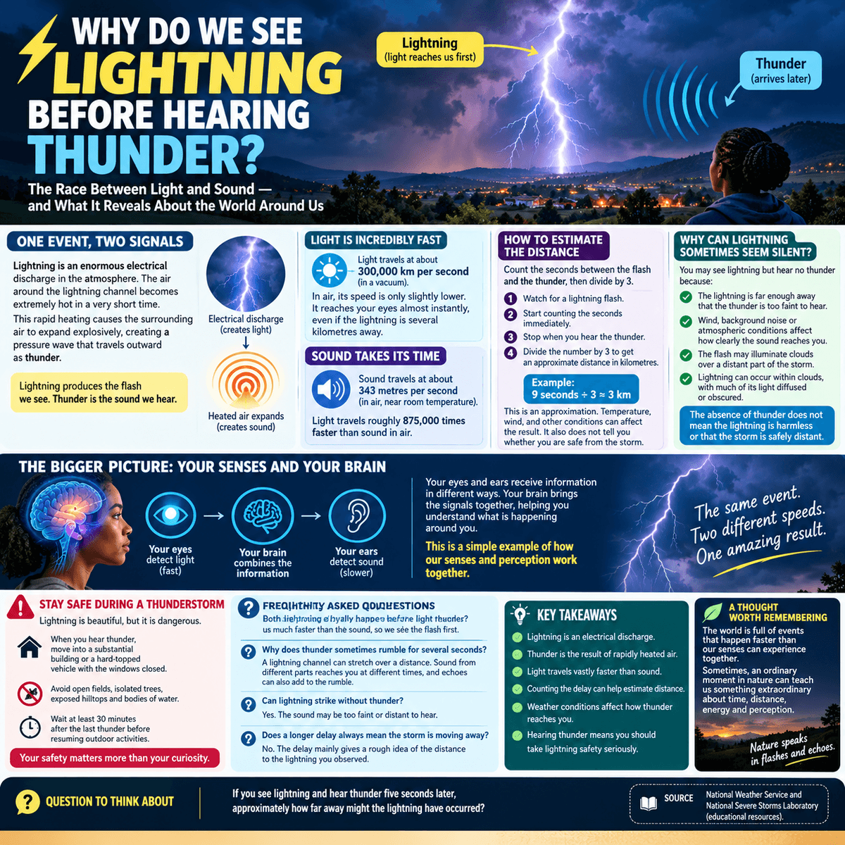 ⚡ WHY DO WE SEE LIGHTNING BEFORE HEARING THUNDER?