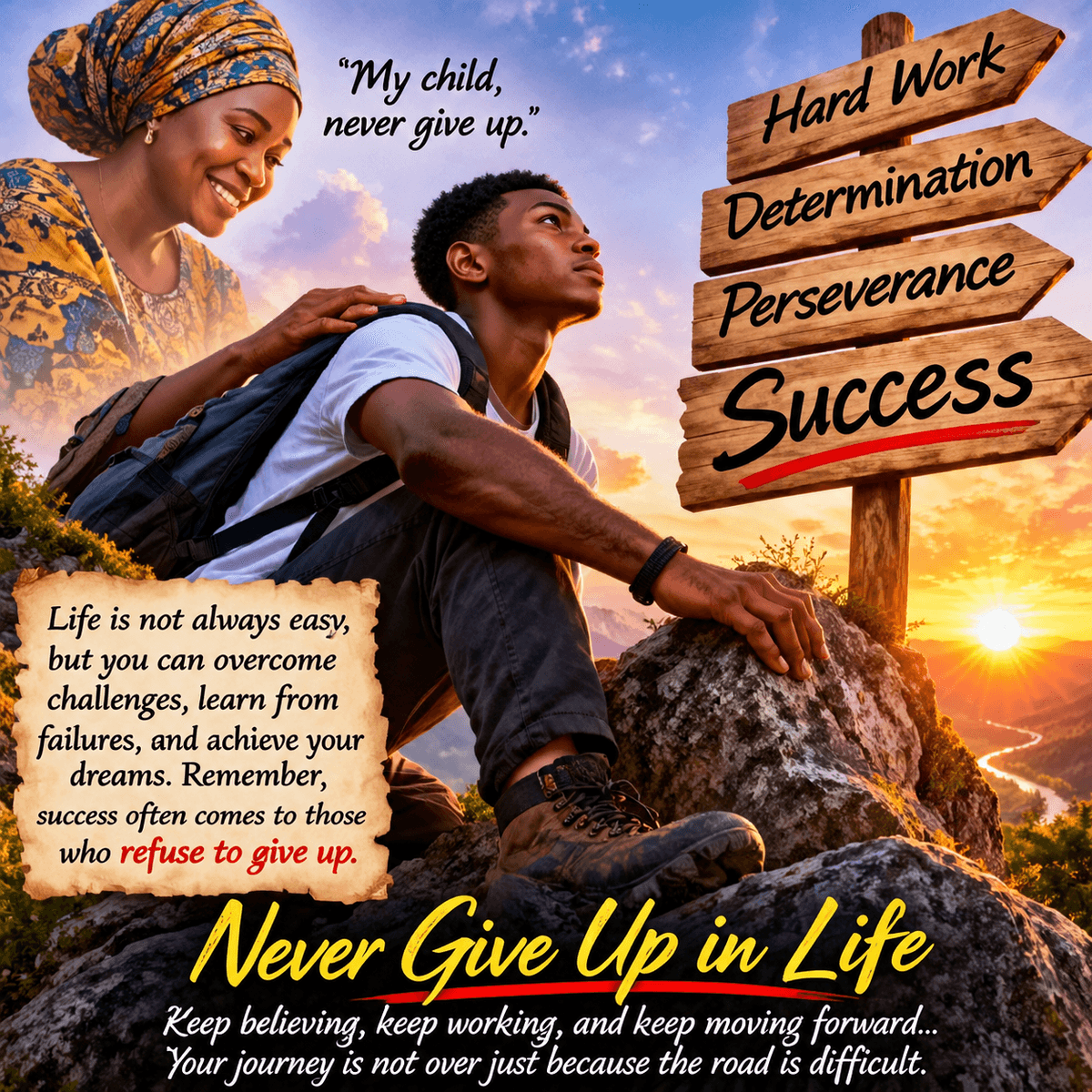 NEVER GIVE UP IN LIFE