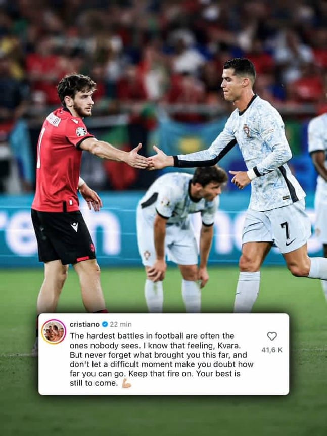Cristiano Ronaldo Sends Emotional Message to Kvaratskhelia: “Your Best Is Still to Come”